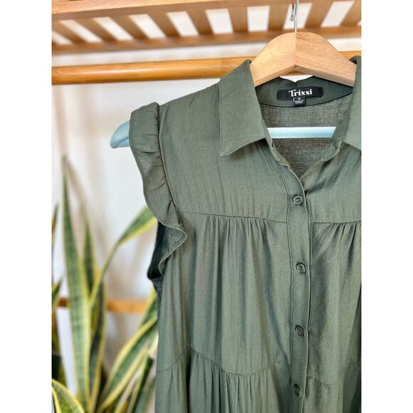 Trixxi Olive Tiered Easy Dress - Picture 3 of 8